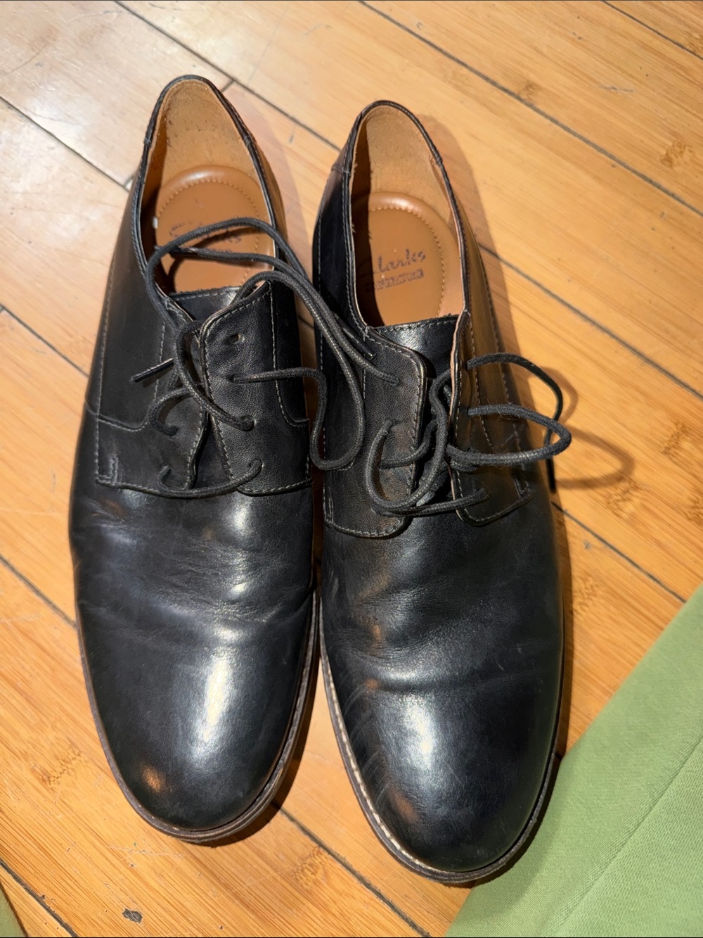 Clarks Black Leather Lace-Up Derby Shoes
